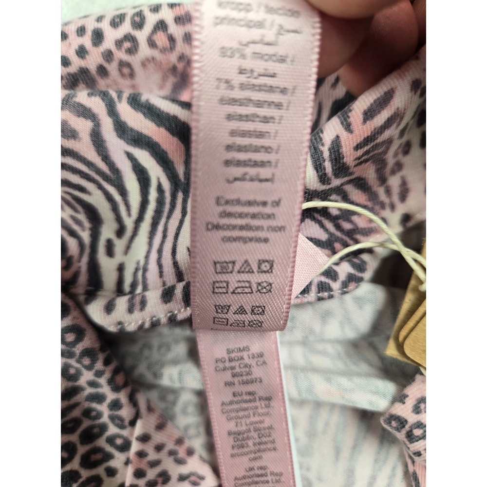 Skims Sleep Long Sleep Set Bloom Modal Cotton Animal Pink Leopard Zebra S NEW - Picture 11 of 11